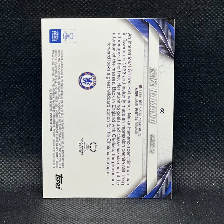Maika Hamano 2023/24 Topps Chrome UEFA Blue /250 Chelsea Soccer Card