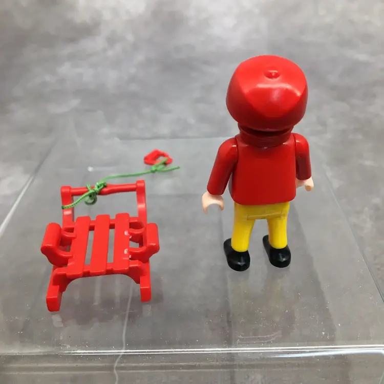 Playmobil Little Boy w/ Red Sled -Read Description