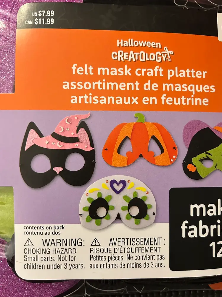 Creatology Halloween Felt Mask Craft Platter NWT