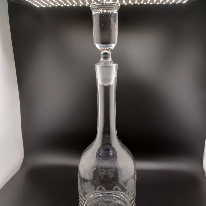 Vintage etched glass decanter