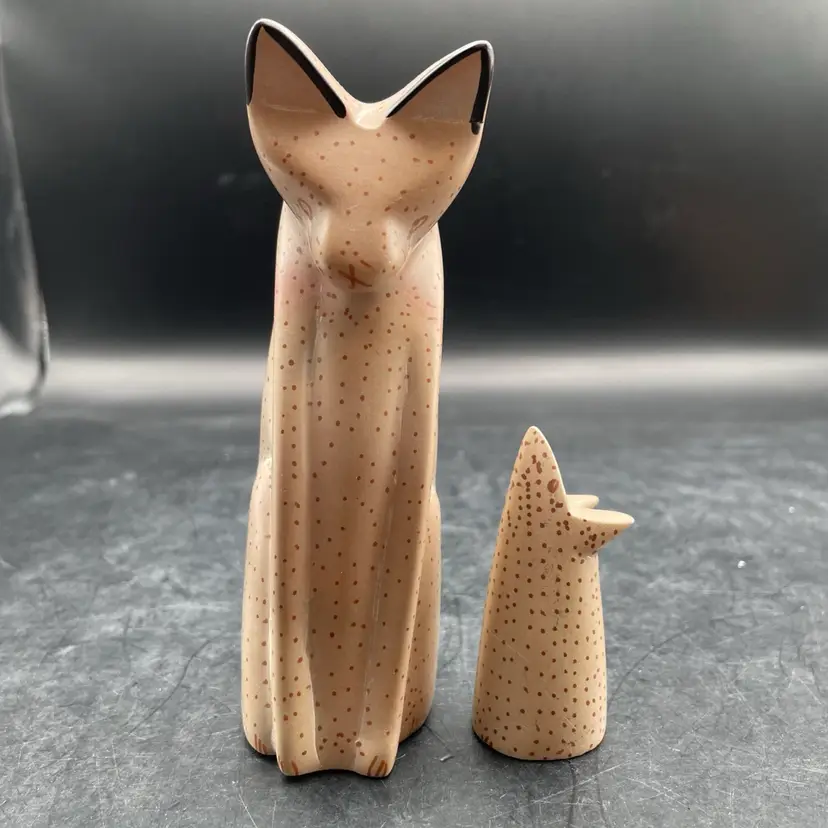 Soapstone Cat And Mouse Sculpture Set Of 2 Tan
