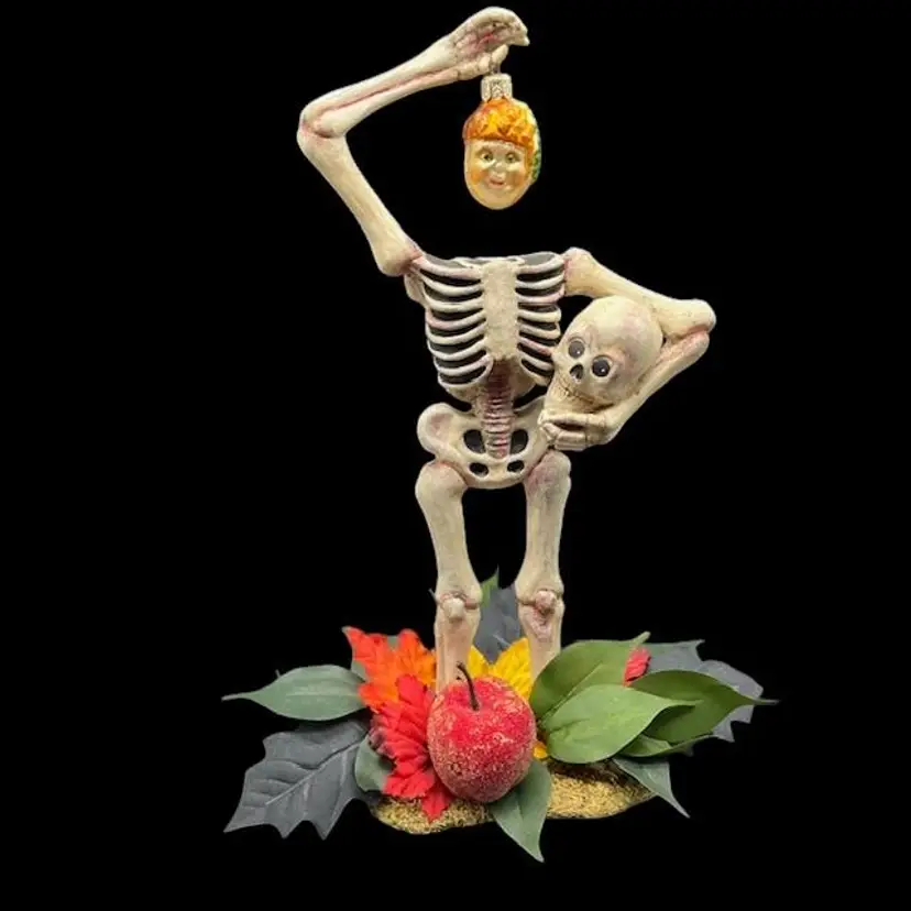 Halloween Skeleton Assemblage - Upcycled & Reimagined 12" Tall - OOAK Made by Me