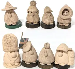 Buyer's Choice - Vintage Claycrafters Oakville Canada Handmade TROG Figures, Up To 3 Inches Tall, Chip in One Hat, Some Bases Have Separated