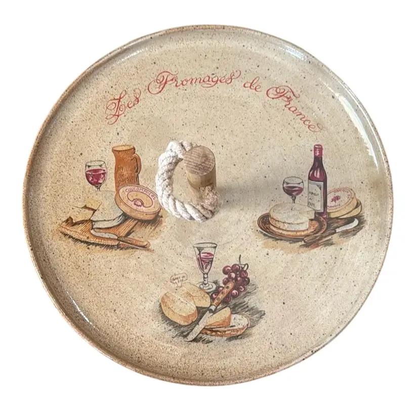 Vintage French GIEN Terracotta Large Cheese Plate/platter