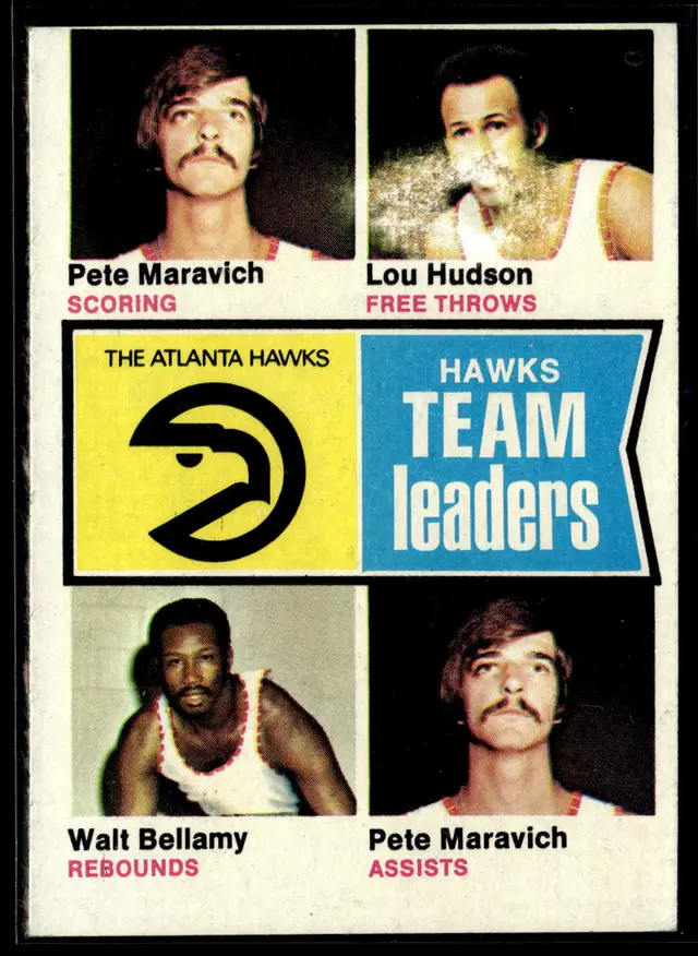 #5 Pete Maravich / Lou Hudson / Walt Bellamy 1974-75 Topps #81 *LIVE AUCTION*