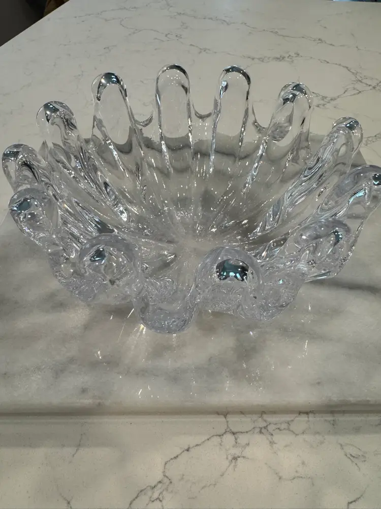 Murano Style Clear Glass Center Piece Bowl
