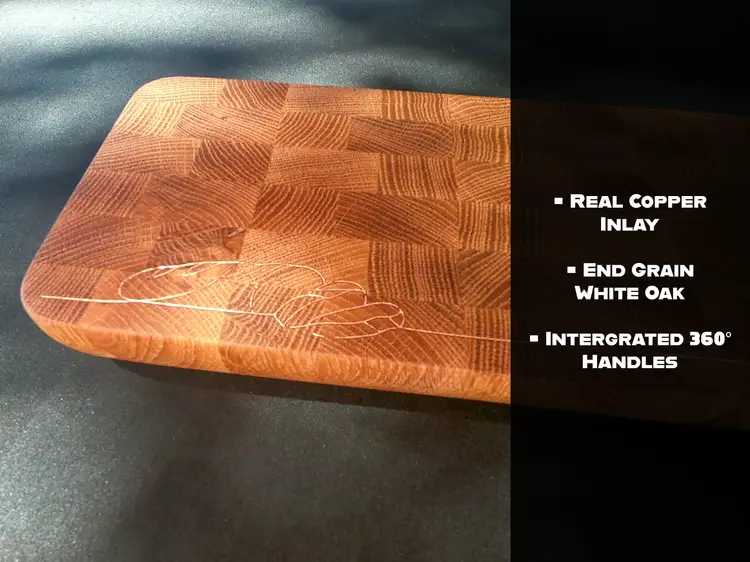 Real Copper & Solid White Oak End Grain Bread and Cheese Board