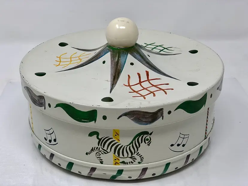 Carousel Horse Cookie Tin with Zebra