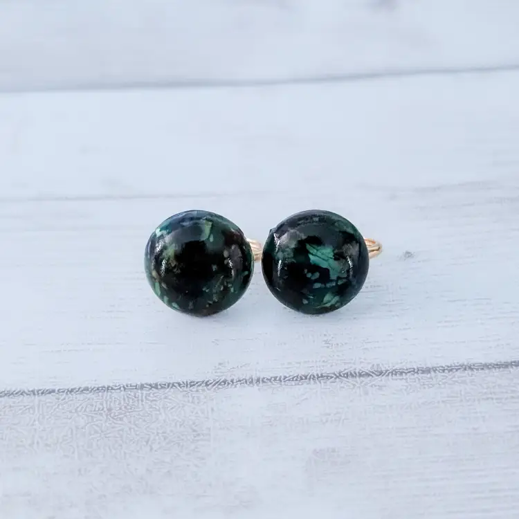 Vintage Clip On Earrings Green Tones 0.5" Dainty