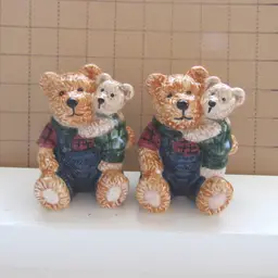 Papa Bear Holding Baby Bear Salt and Pepper Shaker Set
