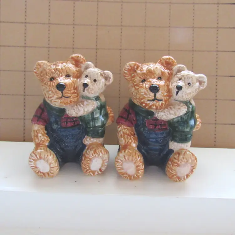 Papa Bear Holding Baby Bear Salt and Pepper Shaker Set