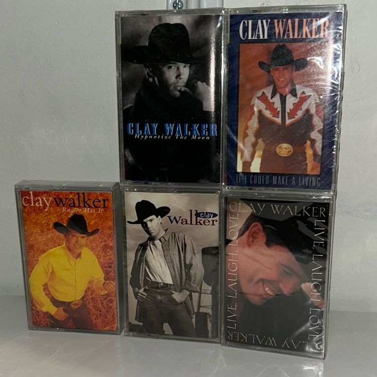 Lot of 5 clay Walker, cassette tapes, sealed, see pictures and description