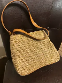 Vintage Fossil Straw Crossbody Bag