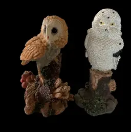 Choice Of One - Resin Owl Figurine Tawny Owl Or Barn Owl (each 5” in  height)