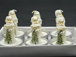 6 Miniature Santa Votive Candles NEW