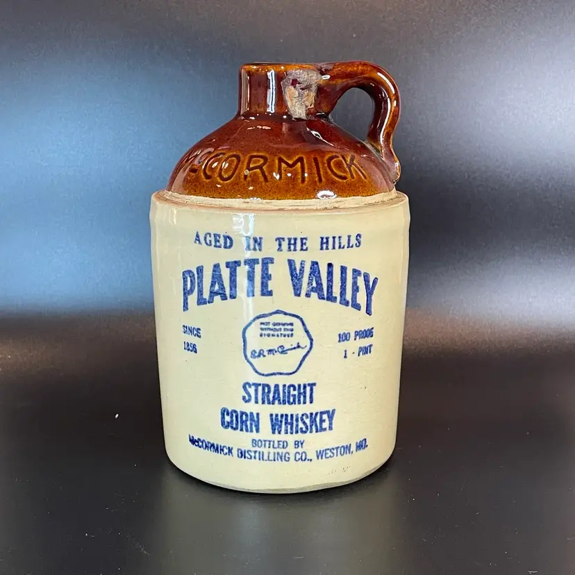 McCormick Platte Valley Corn Whiskey Jug Crock #135-53-11-D-16 Primitive 1 Pint