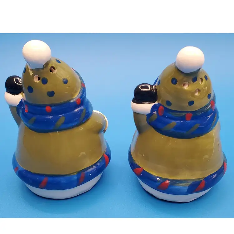 Snowman Salt and Pepper Shakers - Festive Winter Decor 3"
