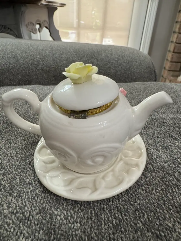 Porcelain Tea Pot Trinket Dish