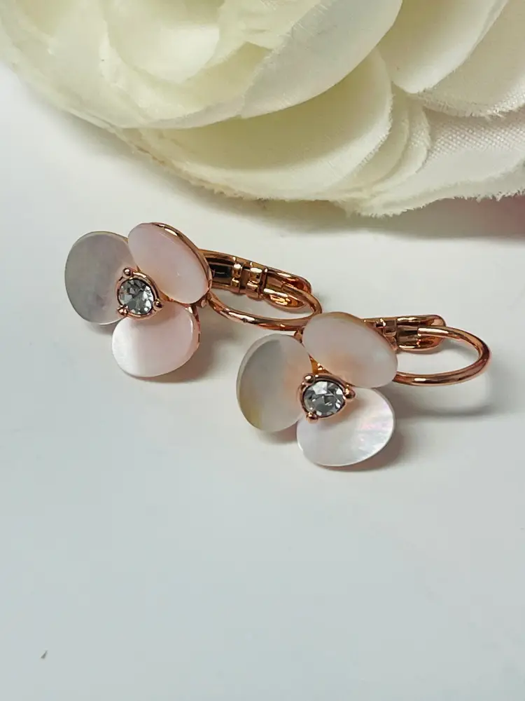 Alicia Bonnie 14K Rose Gold Plated Over Brass Zirconia & Mother of Pearl Earring