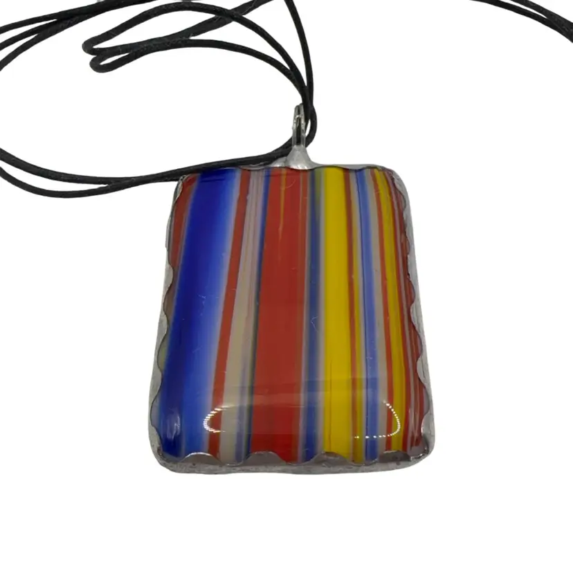 Fused Glass Pendant With Soldering On Copper Foil 1 5/8”” X 2”