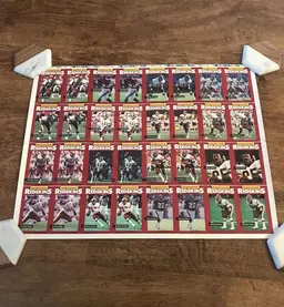 1990 Mobil Washington Redskins Uncut Card Sheet Football Rypien, Clark, Williams.