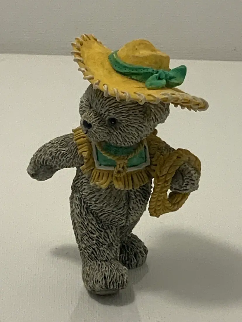 Cute Retro Ceramic Bear In A Hat Marked BC Blossom Collection 