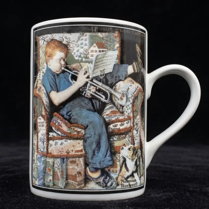 VIN Vintage Westwood porcelain coffee mug highlighting Norman Rockwell’s classic November 18, 1950,