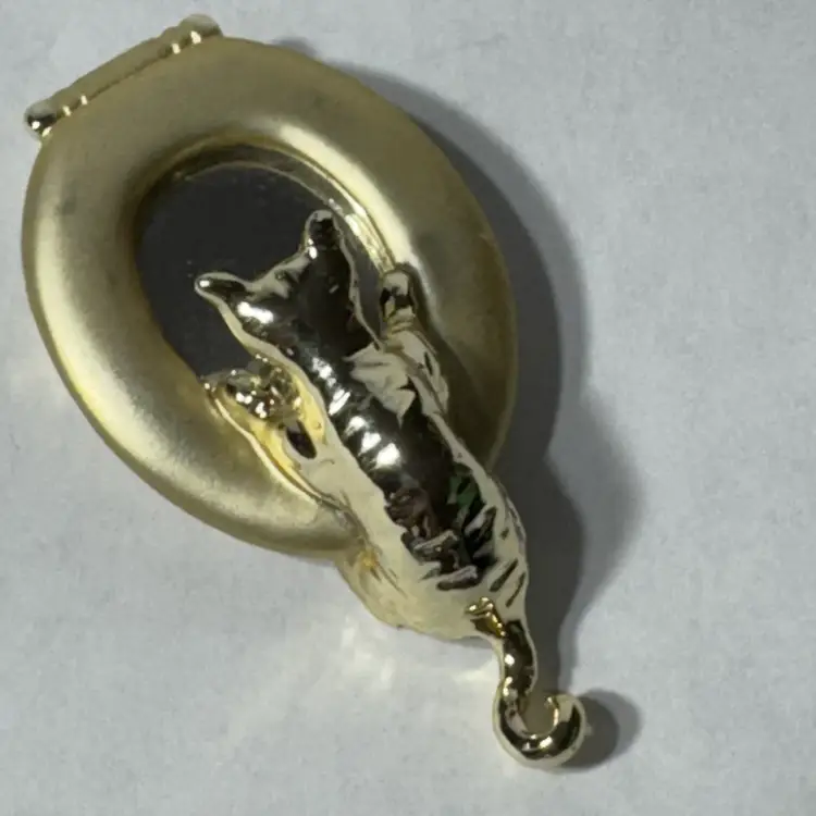 Vintage Brooch Signed AJC Cat Look in  Toilet Bowl