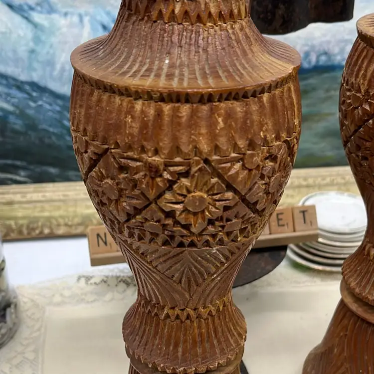 Amazing Solid Wood Ornate Candle Holders