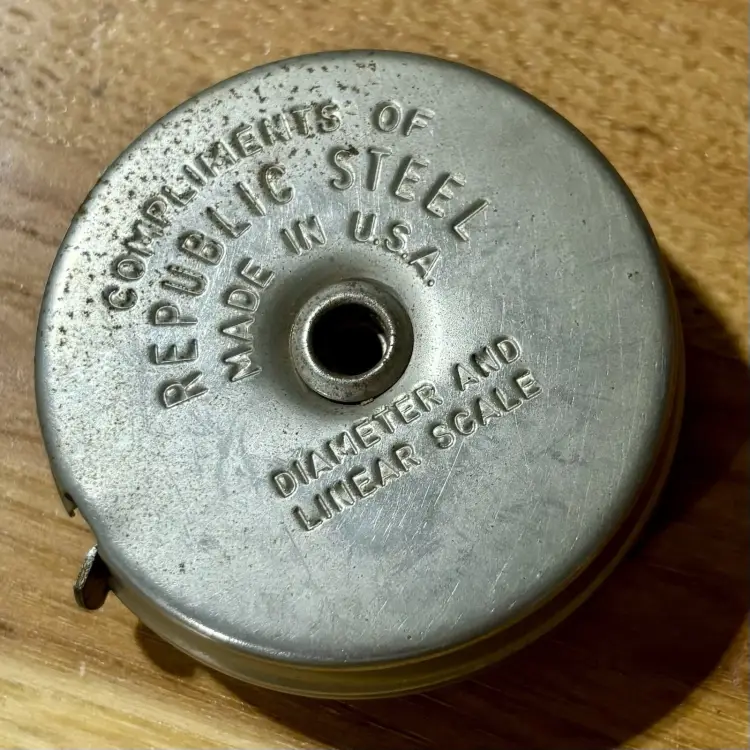 Vintage Round Metal Promotional Tape Measure Diameter and Linear Scale 72 Inch