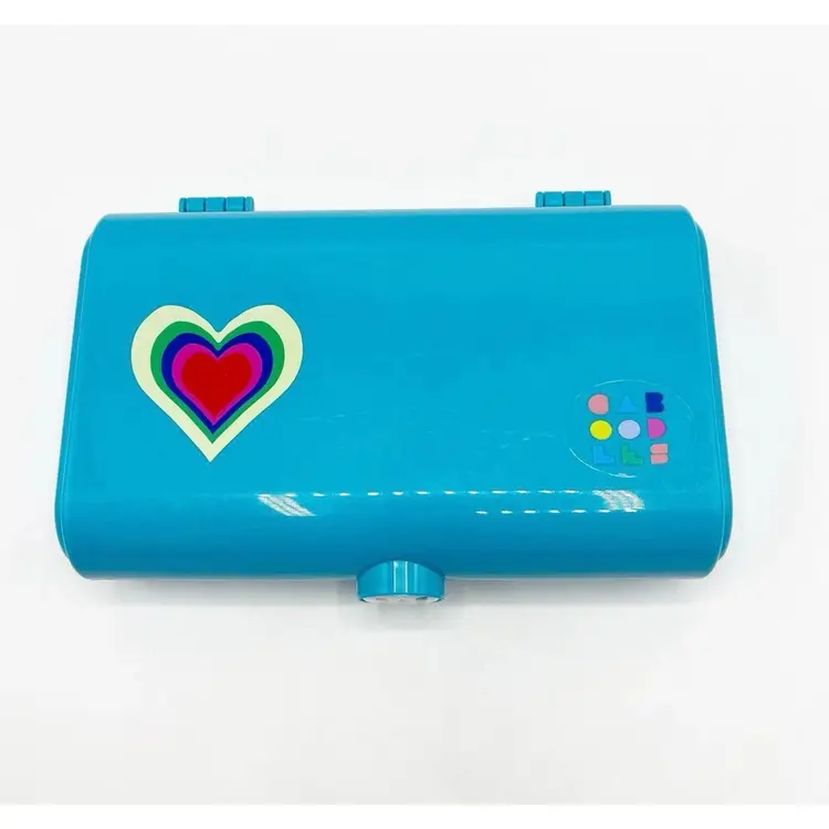 Caboodles Take It Touch Up Cosmetic Makeup Case Organizer Blue 2 Tier w/ Mirror