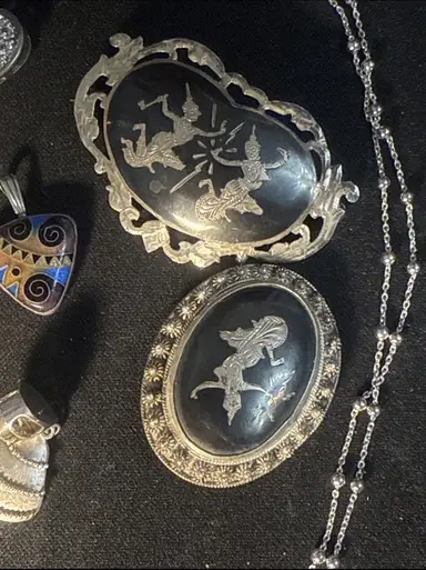 Vintage New Year~ Jewelry Brooches Silver Glass And More 