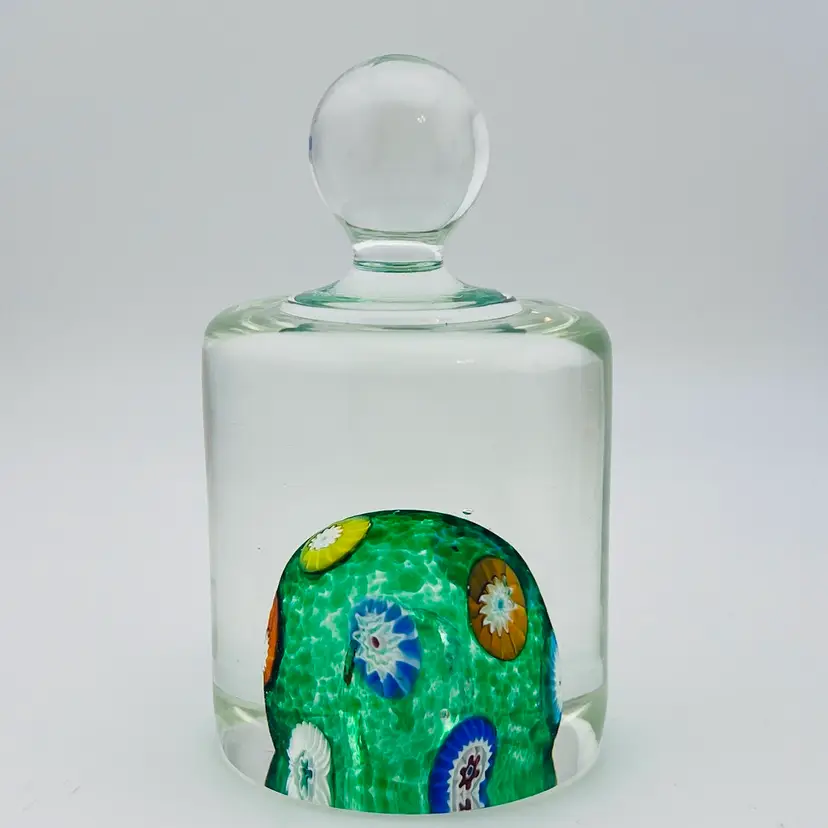 Beautiful Vintage Murano Fratelli Toso Knob Handle Millefiori Paperweight 4.5”