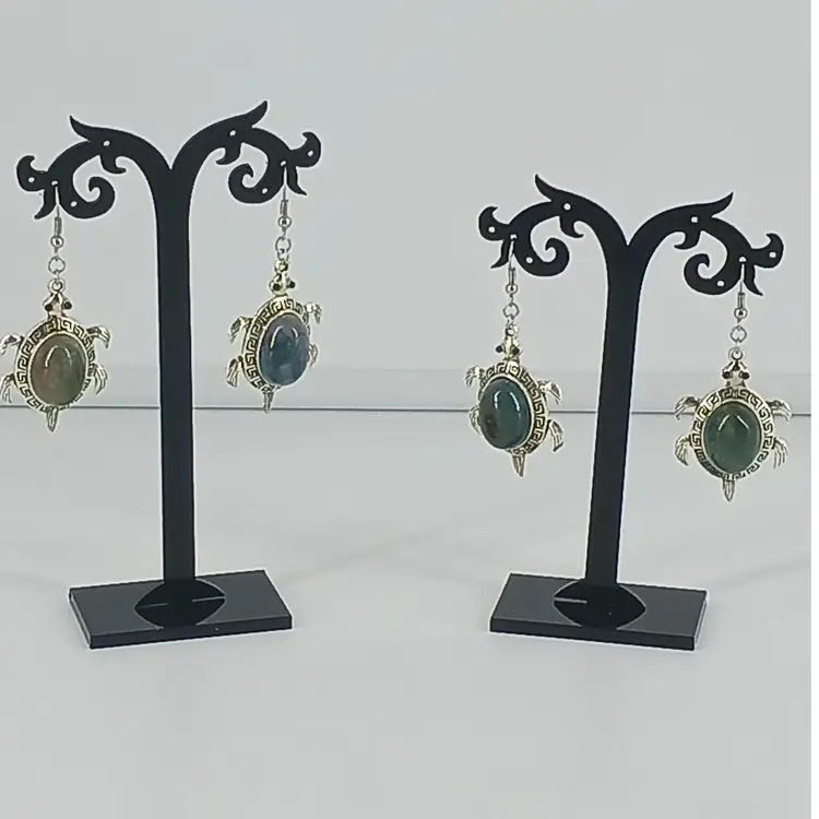 Three Gemstone Turtle Earrings