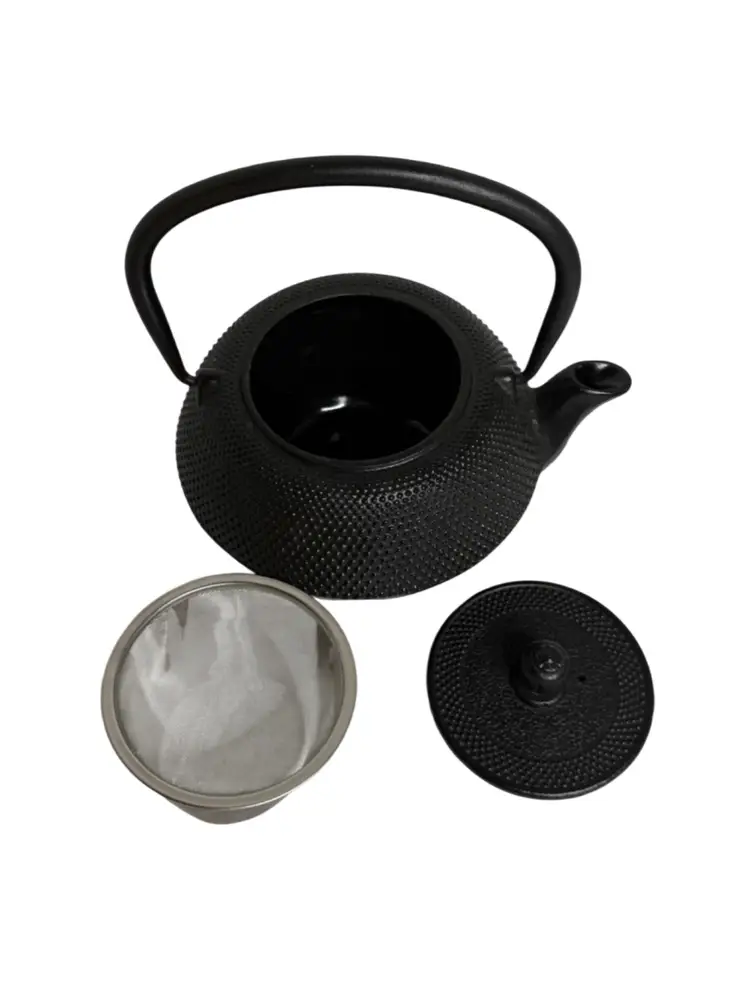 Vintage Japanese Cast Iron Teapot Tetsubin Dot With Strainer