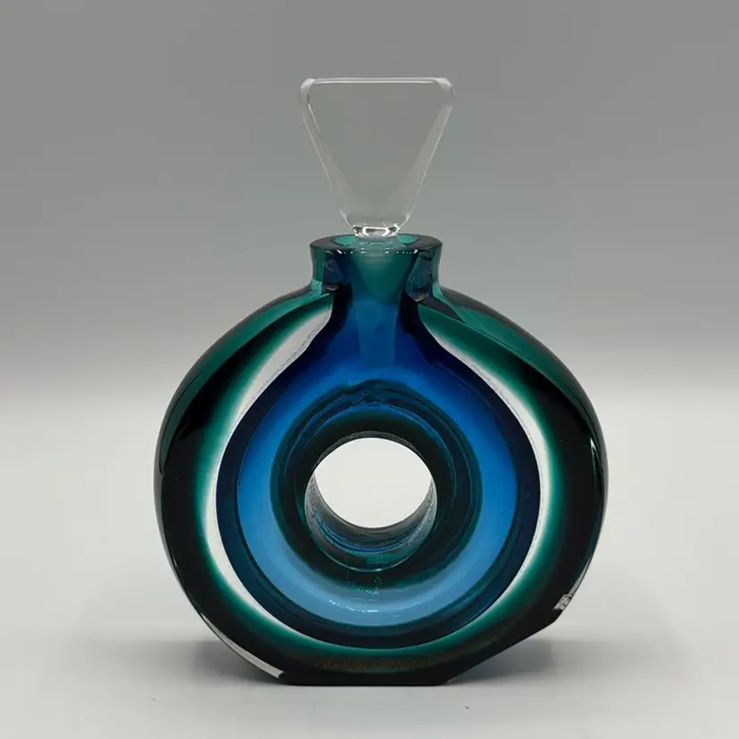 Correia Art Glass Donut Hole Sommerso Irridescent Veiled Glass Perfume Bottle 1992 LE PBE29115 115/250