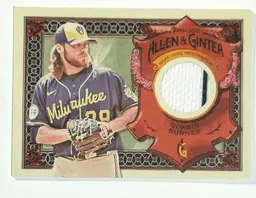 2022 Topps ARGA-CBU Allen & Ginter Corbin Burnes Milwaukee Brewers Game Used 2 Color Relic Baseball