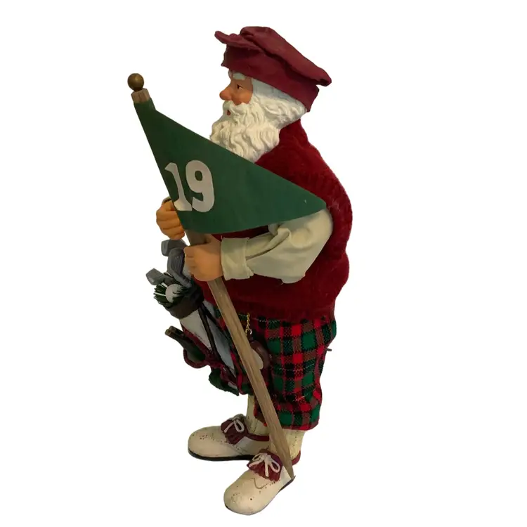 Vacationing Santa Golfer  Hand Painted Porcelain Figurine With Exquisite Details Excellent Condition 10.5” Tall 6.5”