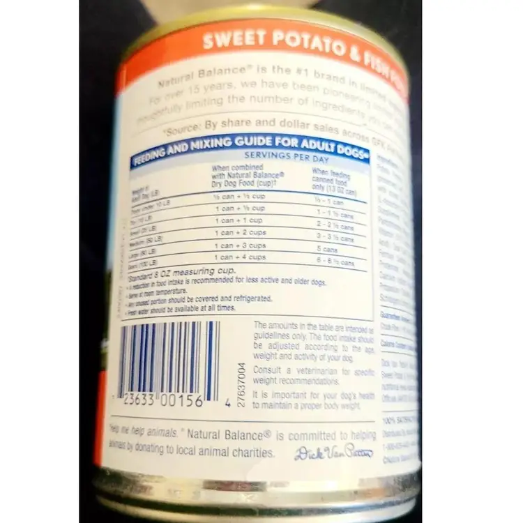 Natural Balance Limited Ingredient Diet Sweet Potato &Fish Adult Wet Grain free.