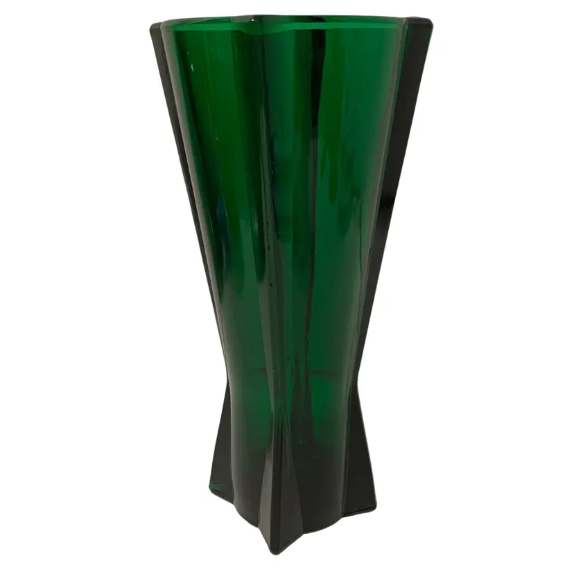 MCM Anchor Hocking Glass Forest Green Rocket Vase 