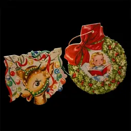Set Of 2 Vintage Cards Ornaments