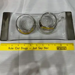 BARWARE Dorothy Thorpe MCM Creamer And Open Sugar With Tray Silver Band