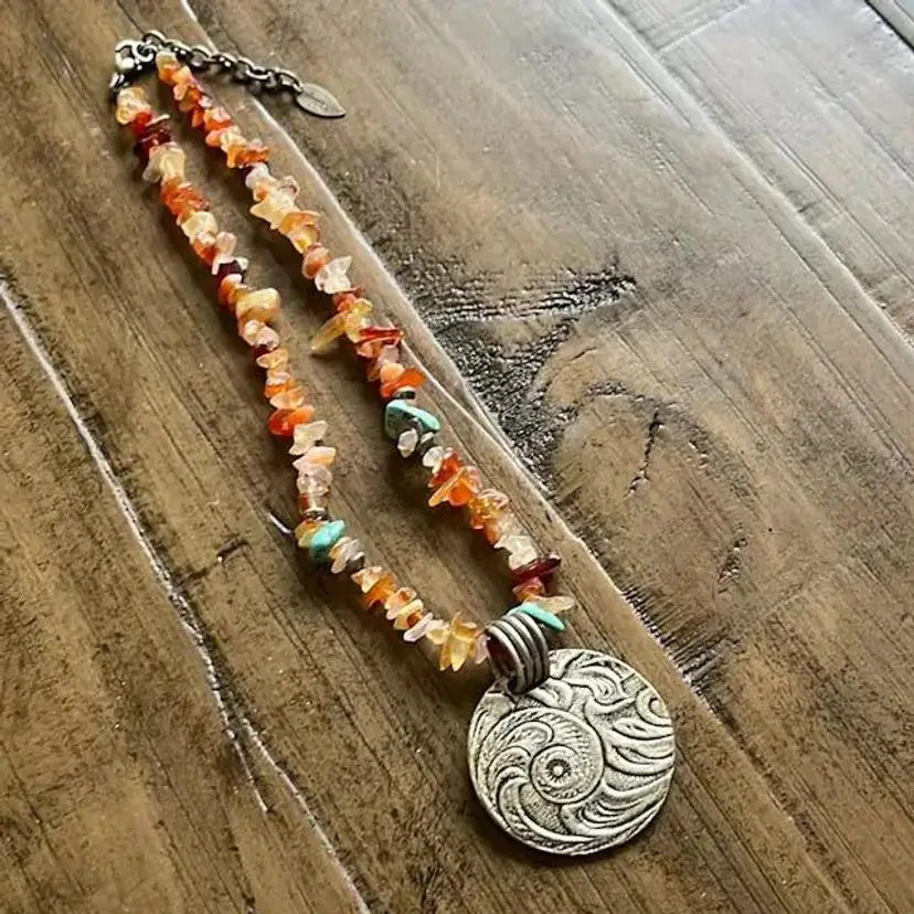 Coldwater Creek Stone And Pewter Necklace