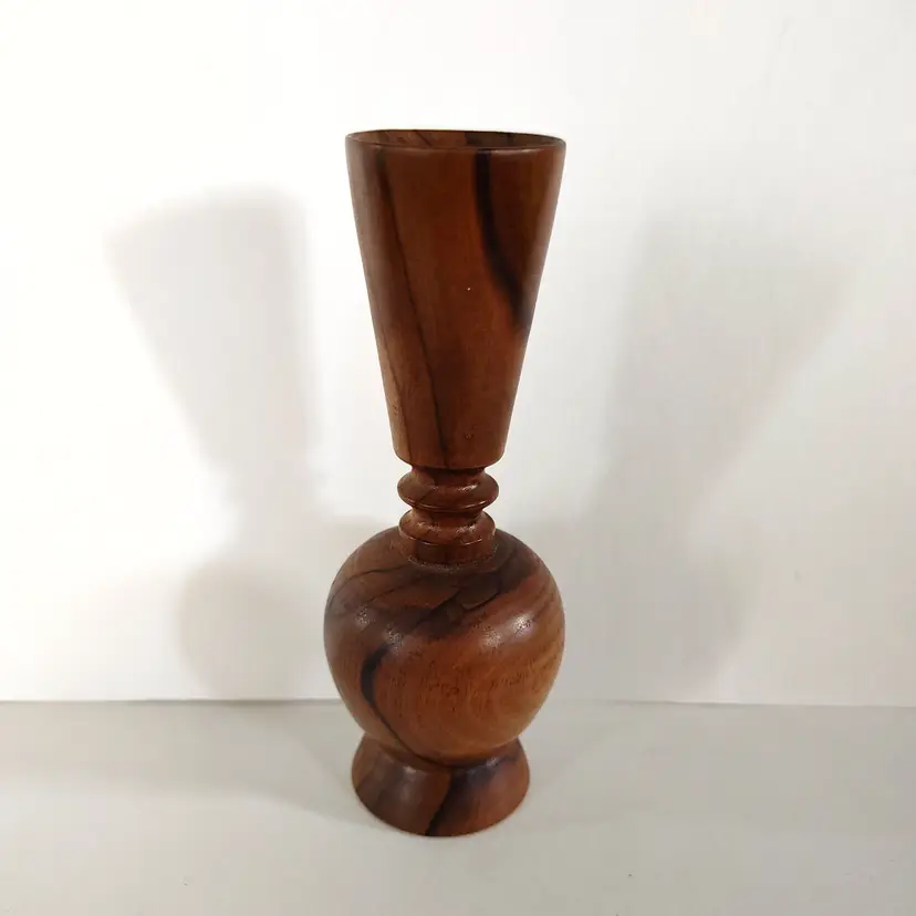 Vintage Hand Turned Wood Bud Vase. 5 inches high.