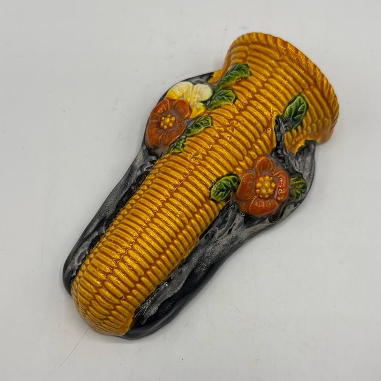 Majolica Basket And Flowers Wall Pocket
