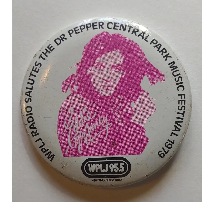 Eddie Money 1979 Licensed Original Pinback Badge Pin Button Central Park NYC