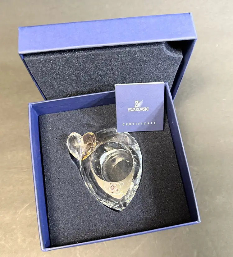 SWAROVSKI Votive Candle Holder With Case Crystal Gift With Box