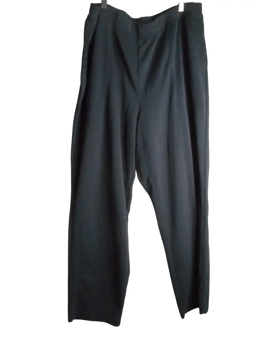view Woman Within Black/charcoal Grey Ponte knit pants elastic waist Sz 24 W