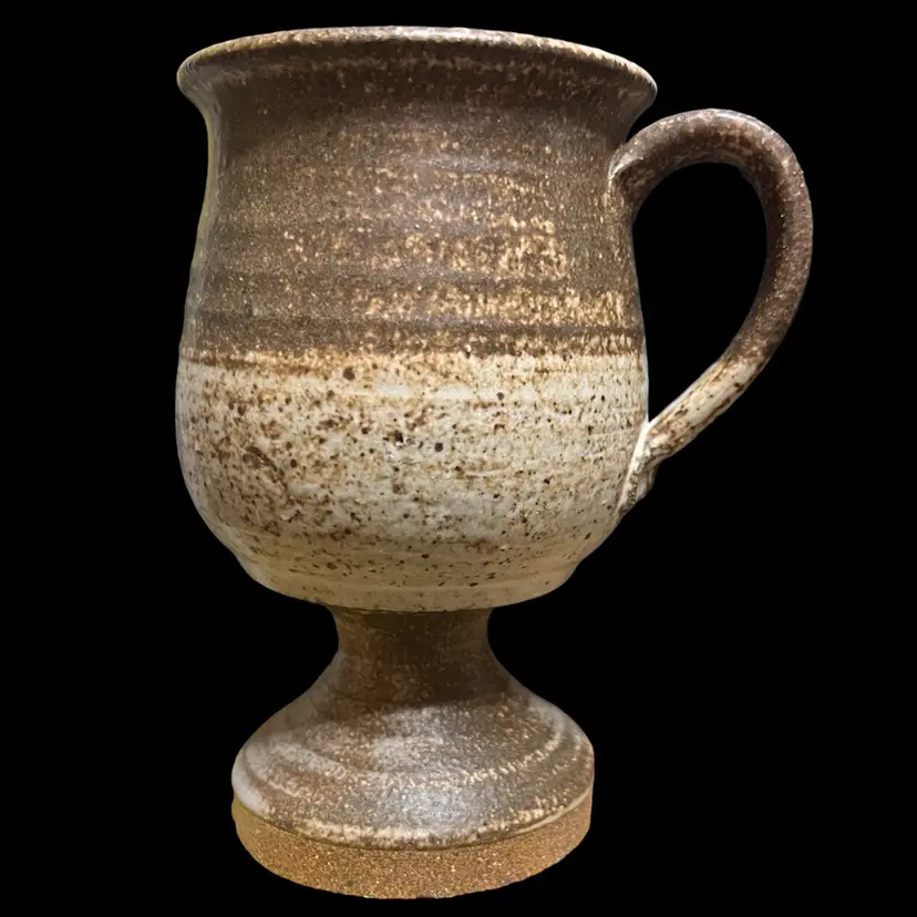MARKDOWN! Pottery Mug Chalice Minor, Signed By Artist, Chipping On Edge ~6x5x3.5"