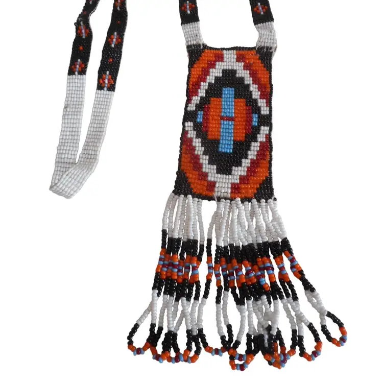 Vintage Beaded Southwestern Necklace with Fringe